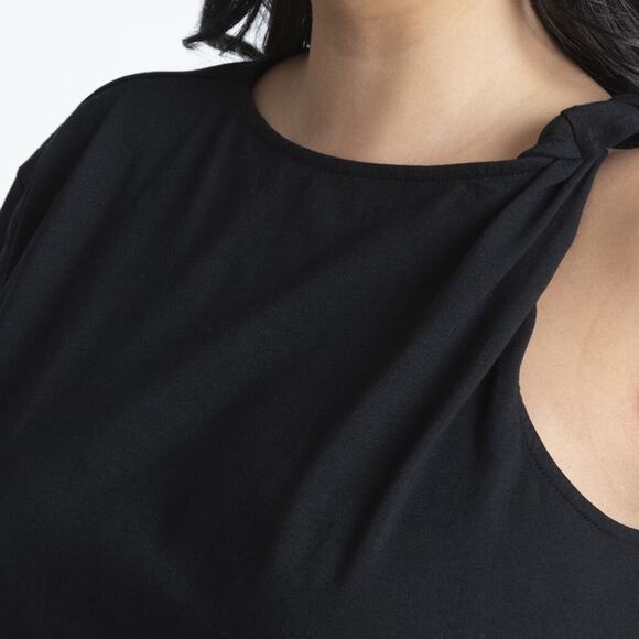Eloquii Twist Shoulder Tee Black Size 18/20 - Picture 2 of 8